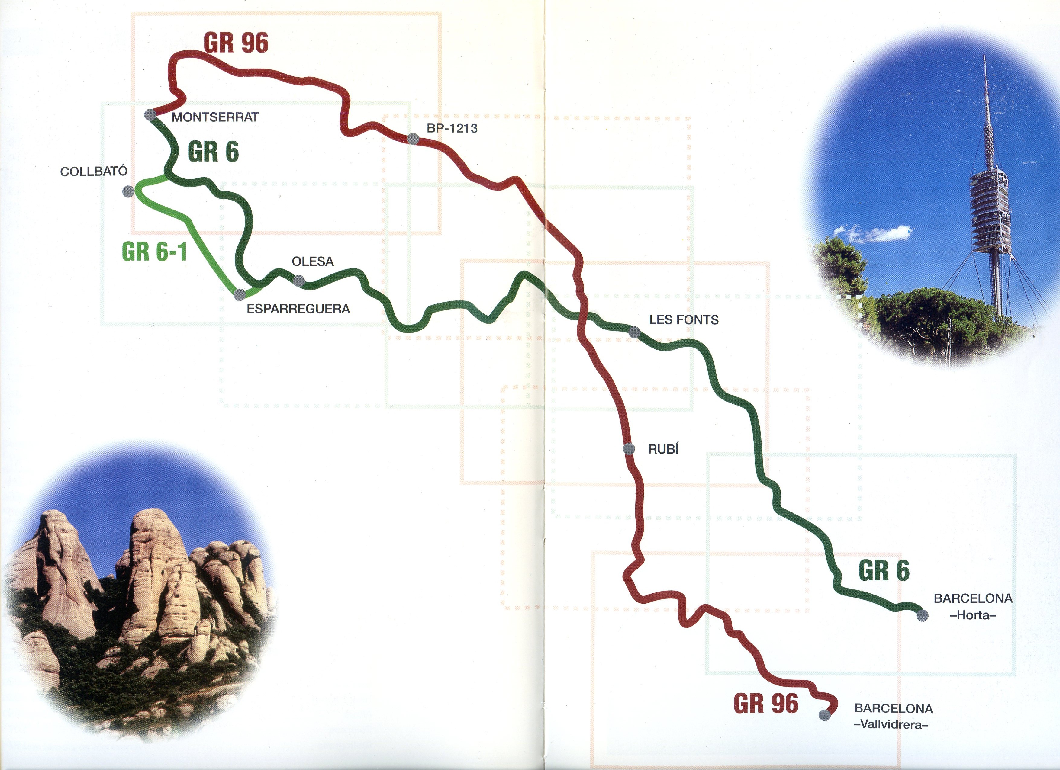 GR 6 Barcelona (Horta) - Montserrat Variant GR 6-1 (Colònia Sedó - GR 6) Variants especials : GR 96 : Barcelona (Vallvidrera) - Montserrat -Camí Romeu- Variants especials - Miniatura 3